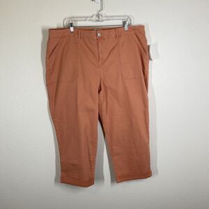 Lori Goldstein Pants Womens 20WP Boyfriend Cropped Cotton Blend Casual Capri